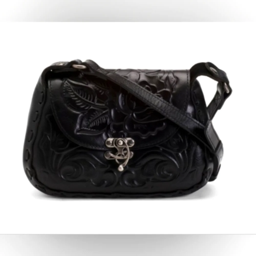 SOLD NWT Patricia Nash Black Rose Tooled Leather Lucia Crossbody Purse - Picture 14 of 16